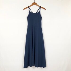 Pact Fit and Flare Midi Dress Navy Blue Size M Regular Tank Strap